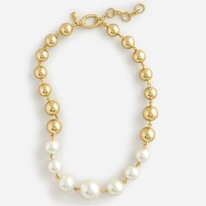 Jcrew Pearl and Metallic Ball Necklace NWOT